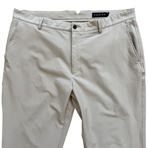 Dunning Men's Golf Pants 38x32 Beige Stretch Chino Flat Front Straight Leg